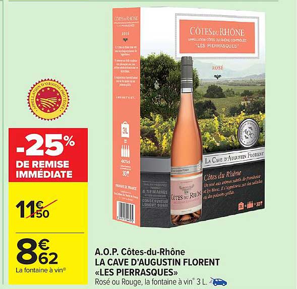 A.O.P. Côtes-du-Rhône LA CAVE D’AUGUSTIN FLORENT «LES PIERRASQUES»