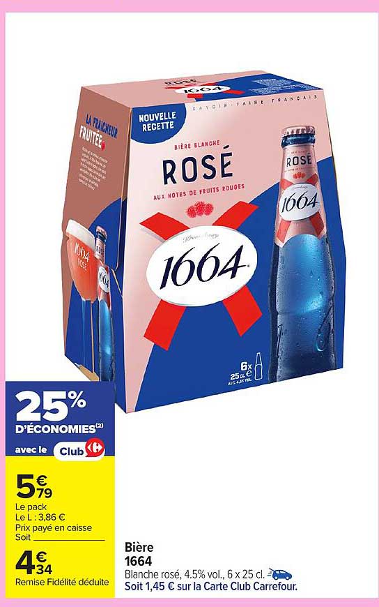 Bière 1664 Rosé, 6 x 25 cl