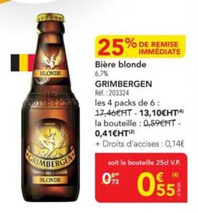 Bière blonde GRIMBERGEN 6,7%