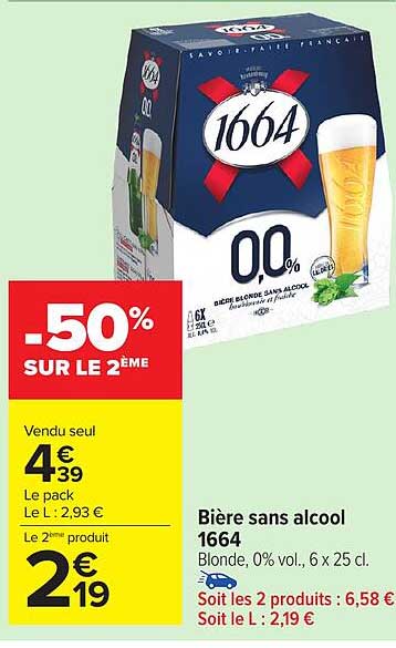 Bière sans alcool 1664