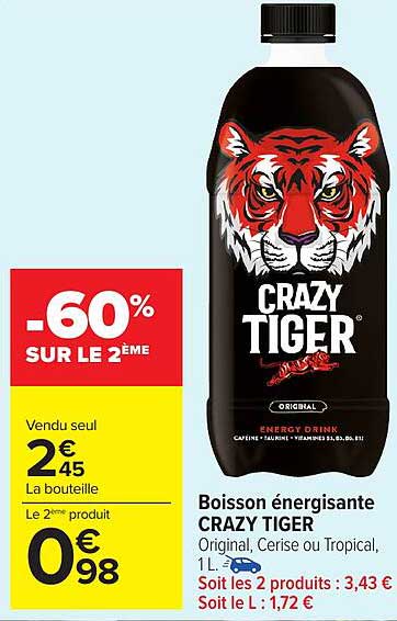 Boisson énergisante CRAZY TIGER