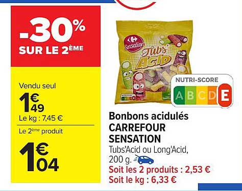 Bonbons acidulés CARREFOUR SENSATION