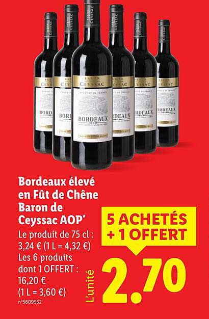 Bordeaux élevé en Fût de Chêne Baron de Ceyssac AOP*