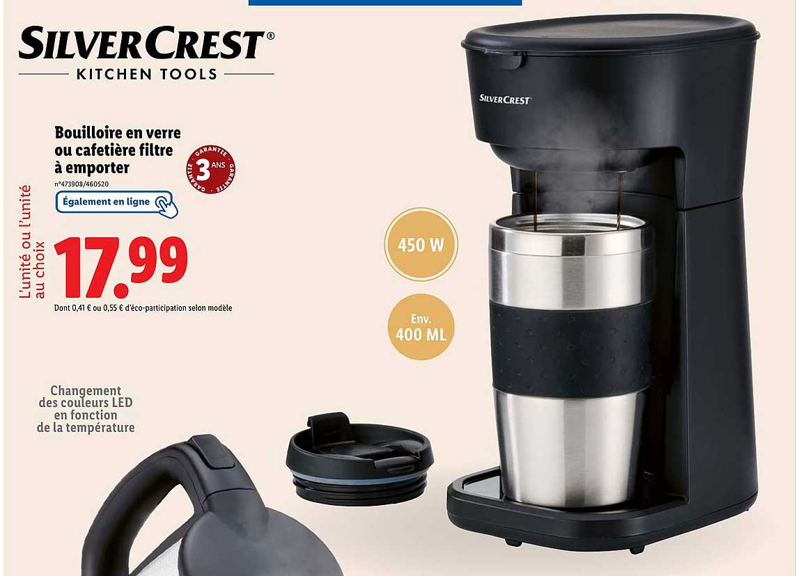 Bouilloire en verre ou cafetière filtre à emporter