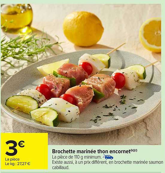 Brochette marinée thon encornet