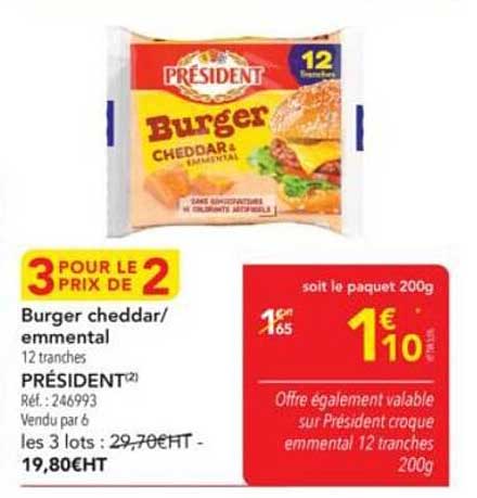 Burger cheddar/emmental 12 tranches