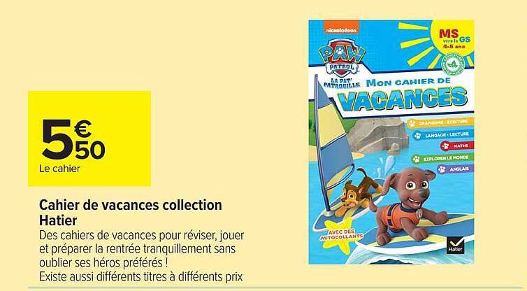 Cahier de vacances collection Hatier