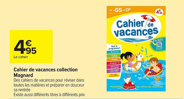 Cahier de vacances collection Magnard