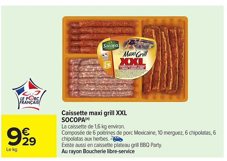 Caissette maxi grill XXL SOCOPA