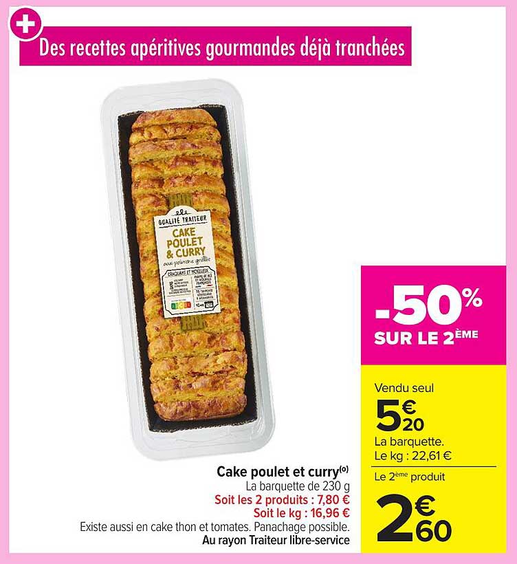 Cake poulet et curry