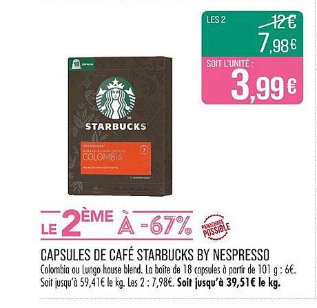 CAPSULES DE CAFÉ STARBUCKS BY NESPRESSO