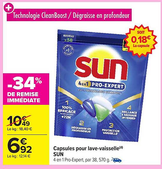 Capsules pour lave-vaisselle SUN 4 en 1 Pro-Expert