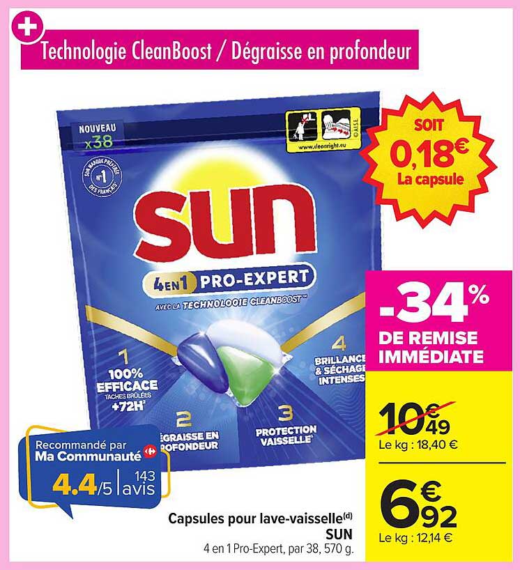 Capsules pour lave-vaisselle(d) SUN 4 en 1 Pro-Expert