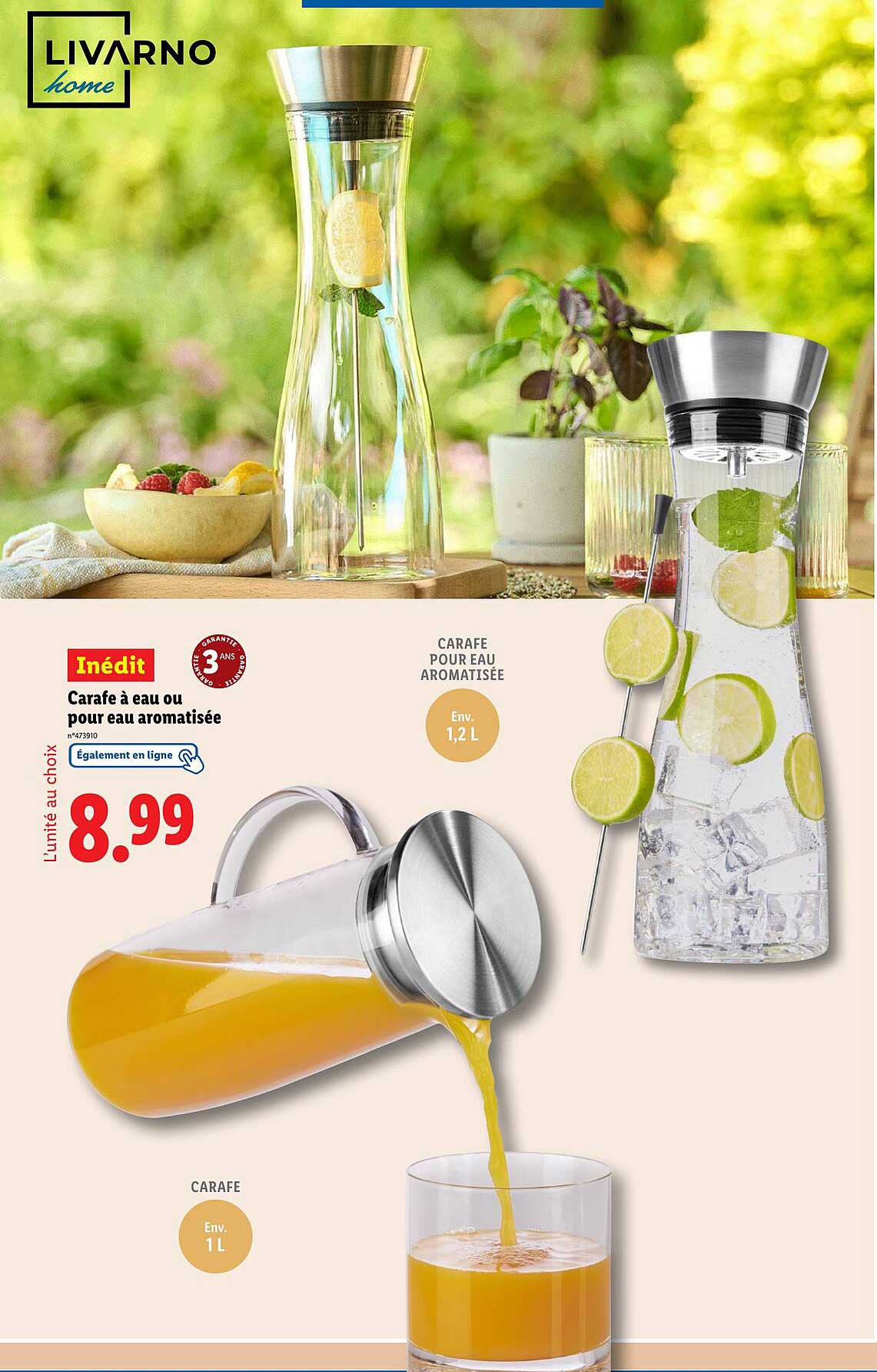 Carafe à eau ou pour eau aromatisée
