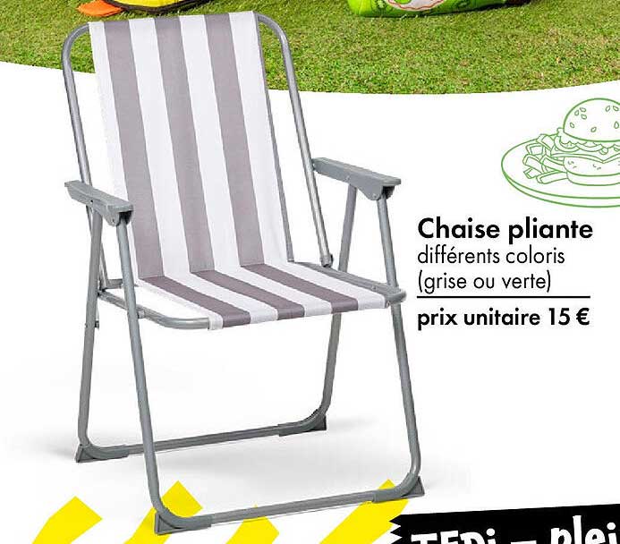 Chaise pliante différents coloris (grise ou verte)