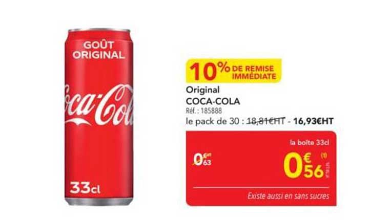 Coca-Cola Original 33cl - 10% de remise immédiate
