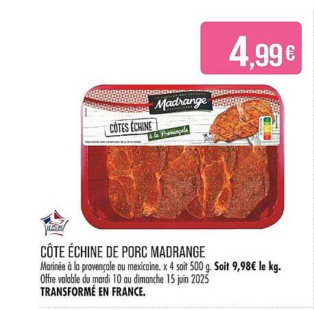CÔTE ÉCHINE DE PORC MADRANGE