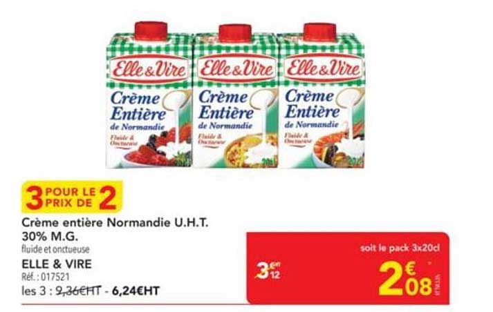 Crème entière Normandie U.H.T. 30% M.G.