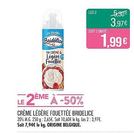 CRÈME LÉGÈRE FOUETTÉE BRIDELICE