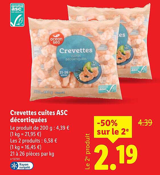 Crevettes cuites ASC décortiquées