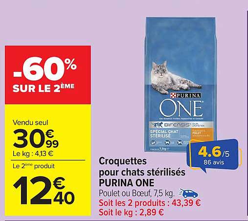 Croquettes pour chats stérilisés PURINA ONE