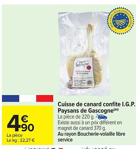 Cuisses de canard confites I.G.P. Paysans de Gascogne