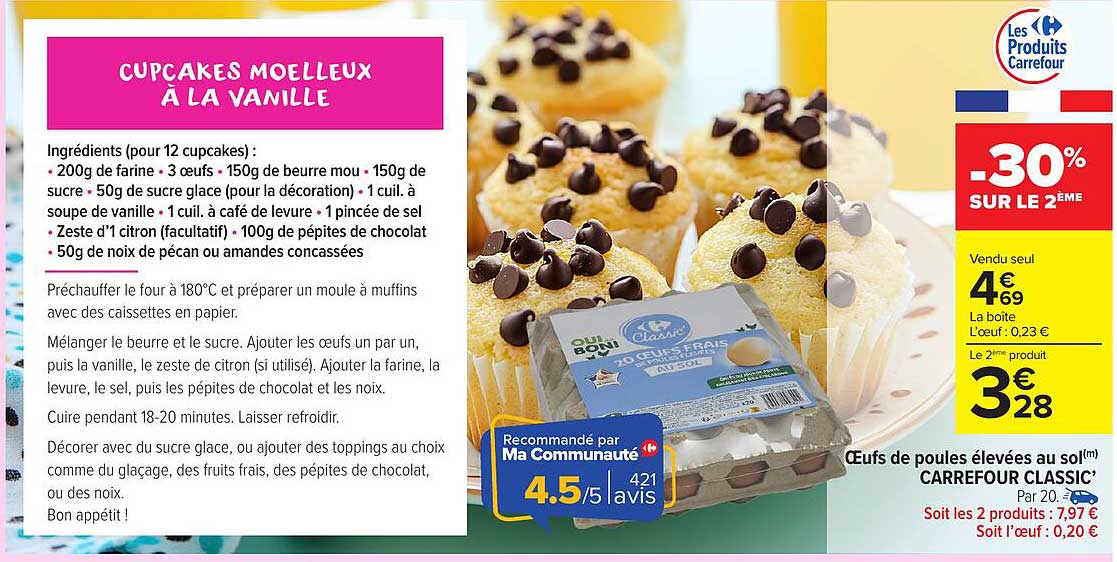 Cupcakes moelleux à la vanille
