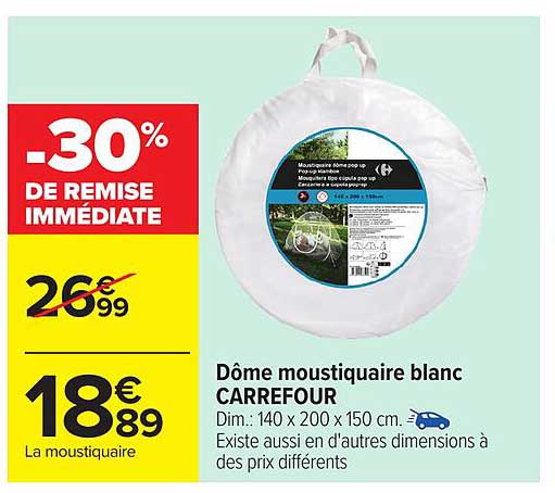 Dôme moustiquaire blanc CARREFOUR