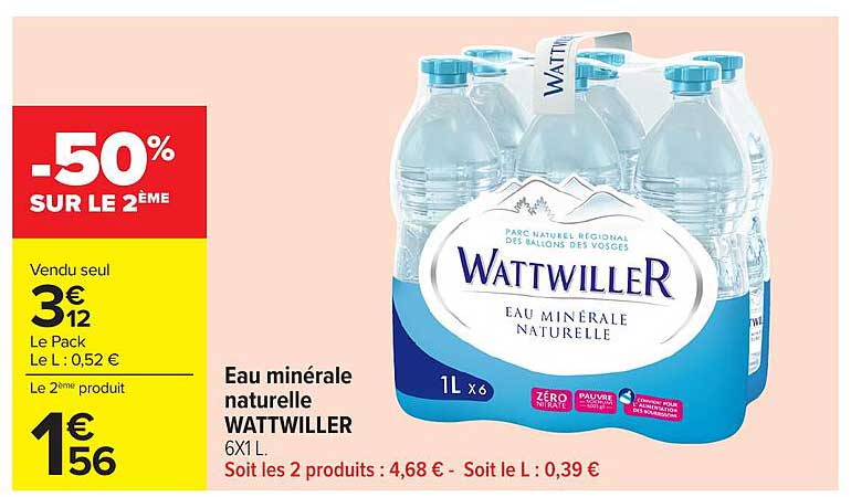 Eau minérale naturelle WATTWILLER 6x1L