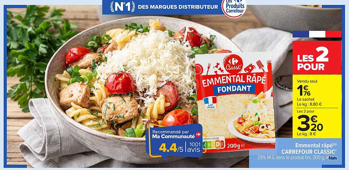 Emmental râpé Carrefour Classic