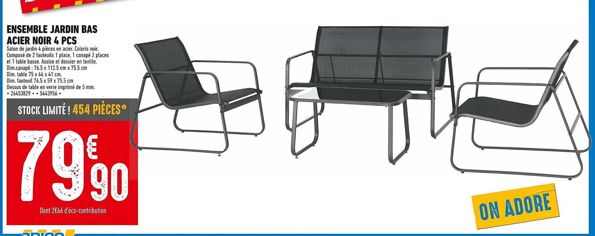 ENSEMBLE JARDIN BAS ACIER NOIR 4 PCS