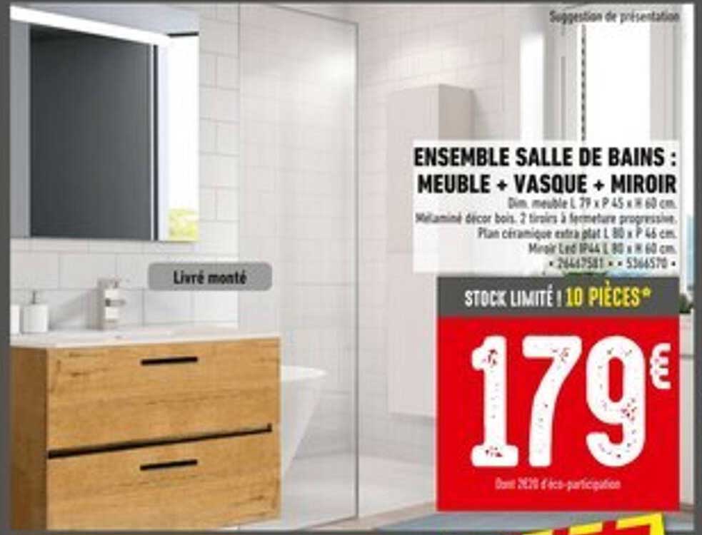 ENSEMBLE SALLE DE BAINS : MEUBLE + VASQUE + MIROIR