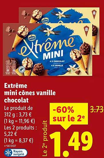 Extrême mini cônes vanille chocolat