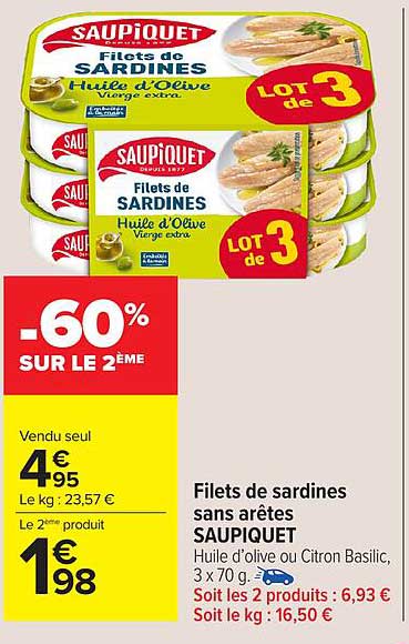 Filets de sardines sans arêtes SAUPIQUET