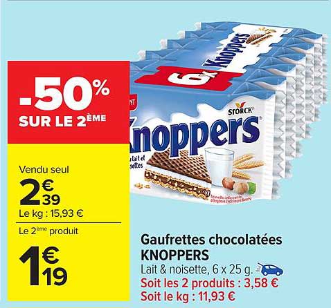 Gaufrettes chocolatées KNOPPERS