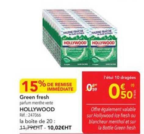 Green fresh parfum menthe verte HOLLYWOOD