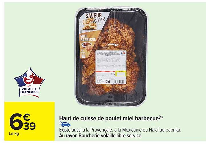 Haut de cuisse de poulet miel barbecue