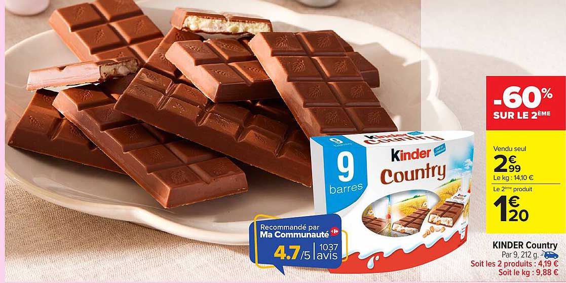 Kinders Country -60% sur le 2ème
