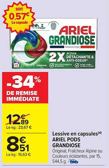 Lessive en capsules ARIEL GRANDIOSE