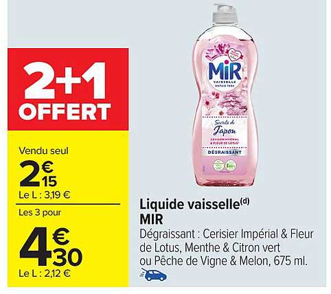 Liquide vaisselle Mir - 2+1 Offert