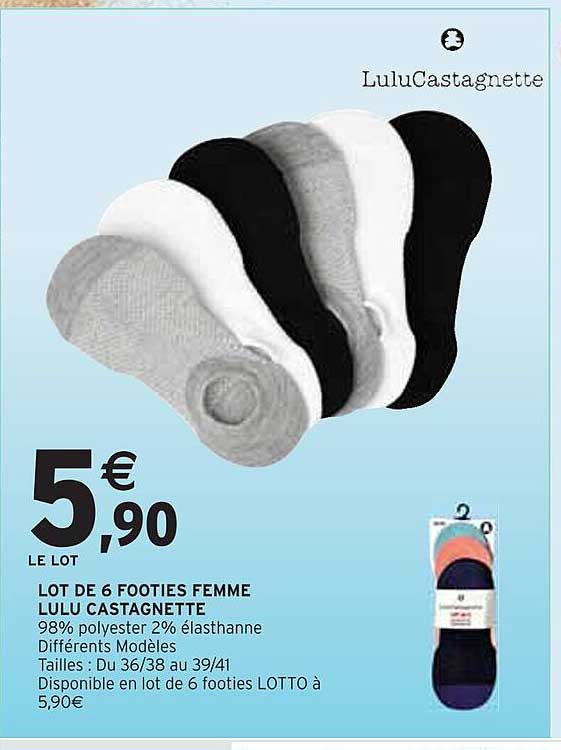 LOT DE 6 FOOTIES FEMME LULU CASTAGNETTE
