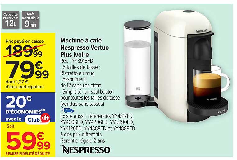 Machine à café Nespresso Vertuo Plus ivoire