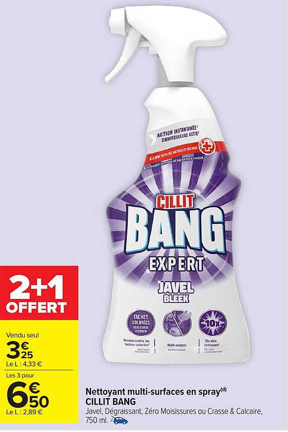 Nettoyant multi-surfaces en spray CILLIT BANG - Javel Bleek