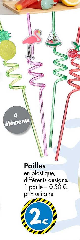 Pailles en plastique, différents designs
