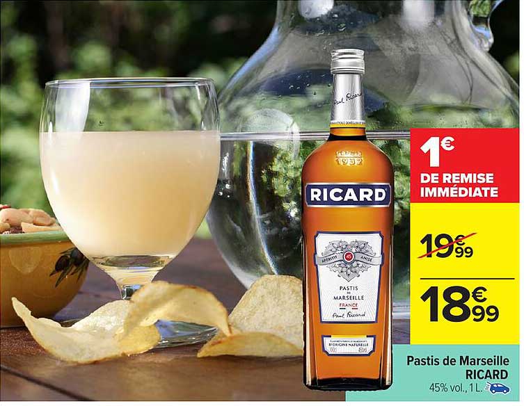 Pastis de Marseille RICARD 45% vol., 1L