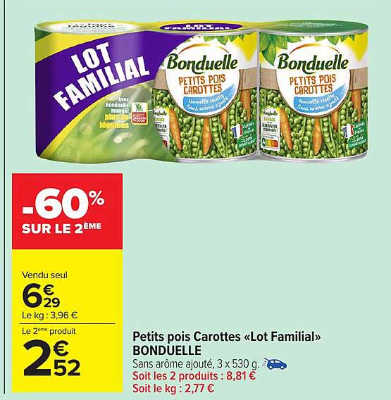 Petits pois Carottes « Lot Familial » BONDUELLE