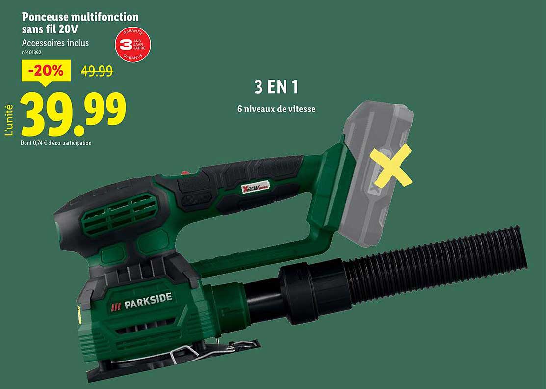 Ponceuse multifonction sans fil 20V