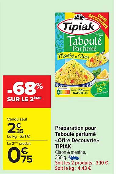 Préparation pour Taboulé parfumé « Offre Découverte » TIPIAK