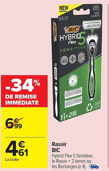 Rasoir BIC Hybrid Flex 5 Sensitive