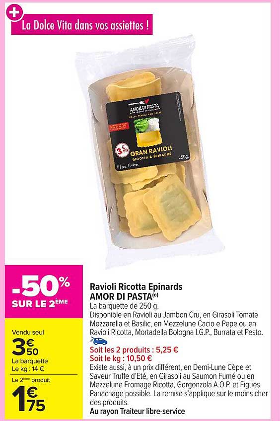Ravioli Ricotta Epinards AMOR DI PASTA